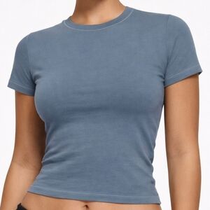 SKIMS Cotton Jersey T-Shirt Top Kyanite Blue Small Shirt NWT